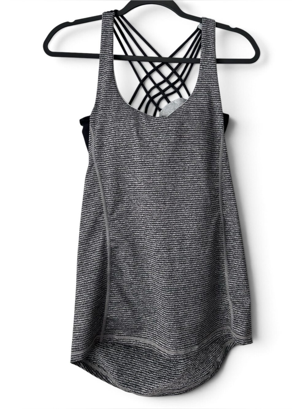 Lululemon Women’s Wild Bra Tank Size 8 Gray Striped Black